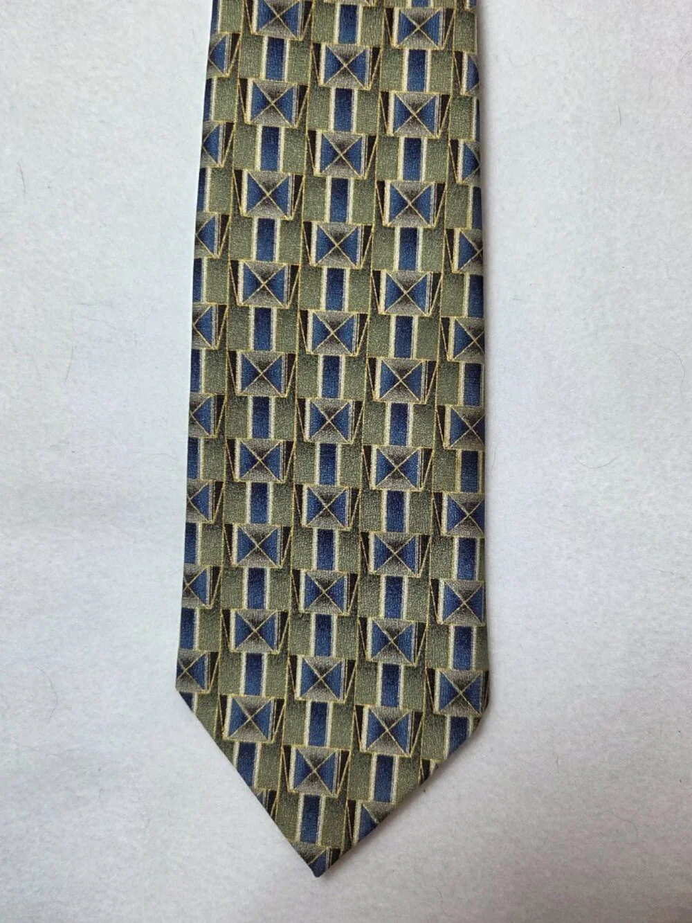 City Streets Tie 3-D Square Blue & Multi-Color Geometric Pattern 3